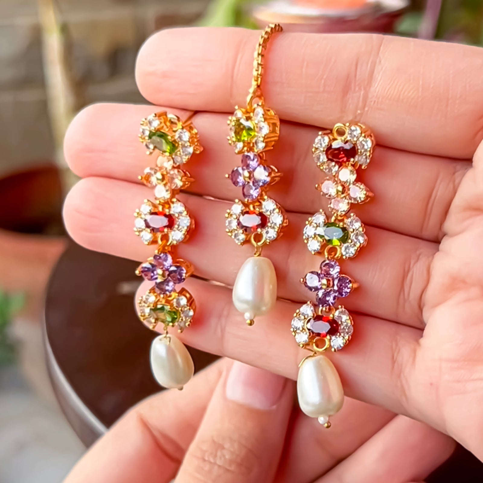 Khushbu Graceful Garden Necklace Set - S-51 Chikoo