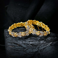Enchanting Quartz (Gold Plated) Bangles - (BN-11) Chikoo