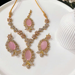 Gul-e-Rena Crimson Necklace Set S-53 Chikoo
