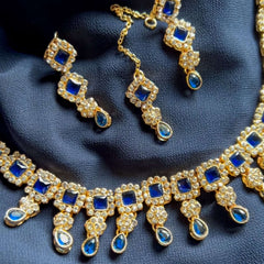 Sheesh Husn Choker Set (Diamond Drop Necklace Set S-43) Chikoo