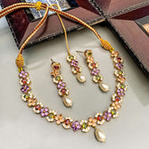 Khushbu Graceful Garden Necklace Set - S-51 Chikoo
