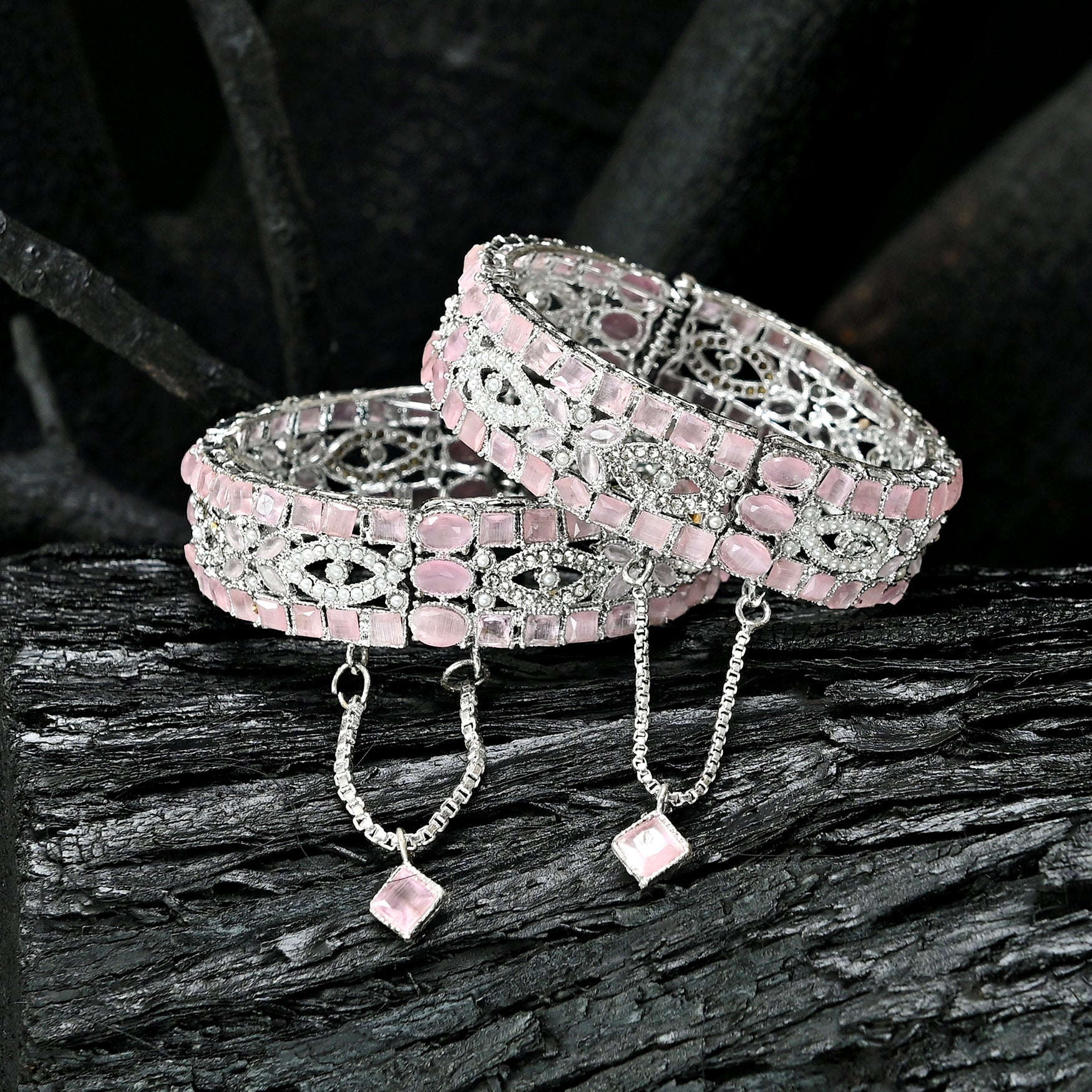Crystal Cascade Zircon Bangles - BN-37 Chikoo