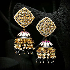 Golden Twilight Jhumkas - (JK-05) Chikoo
