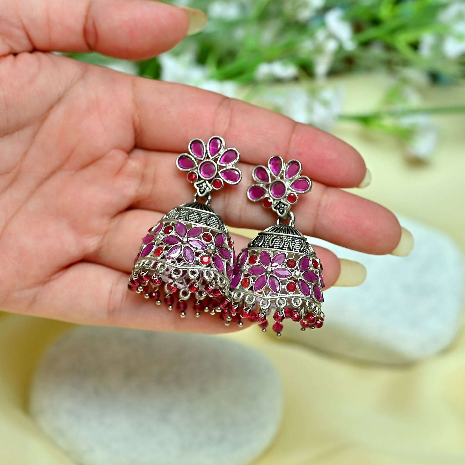 Oxidised Plated Jhumki - JK-21 Chikoo