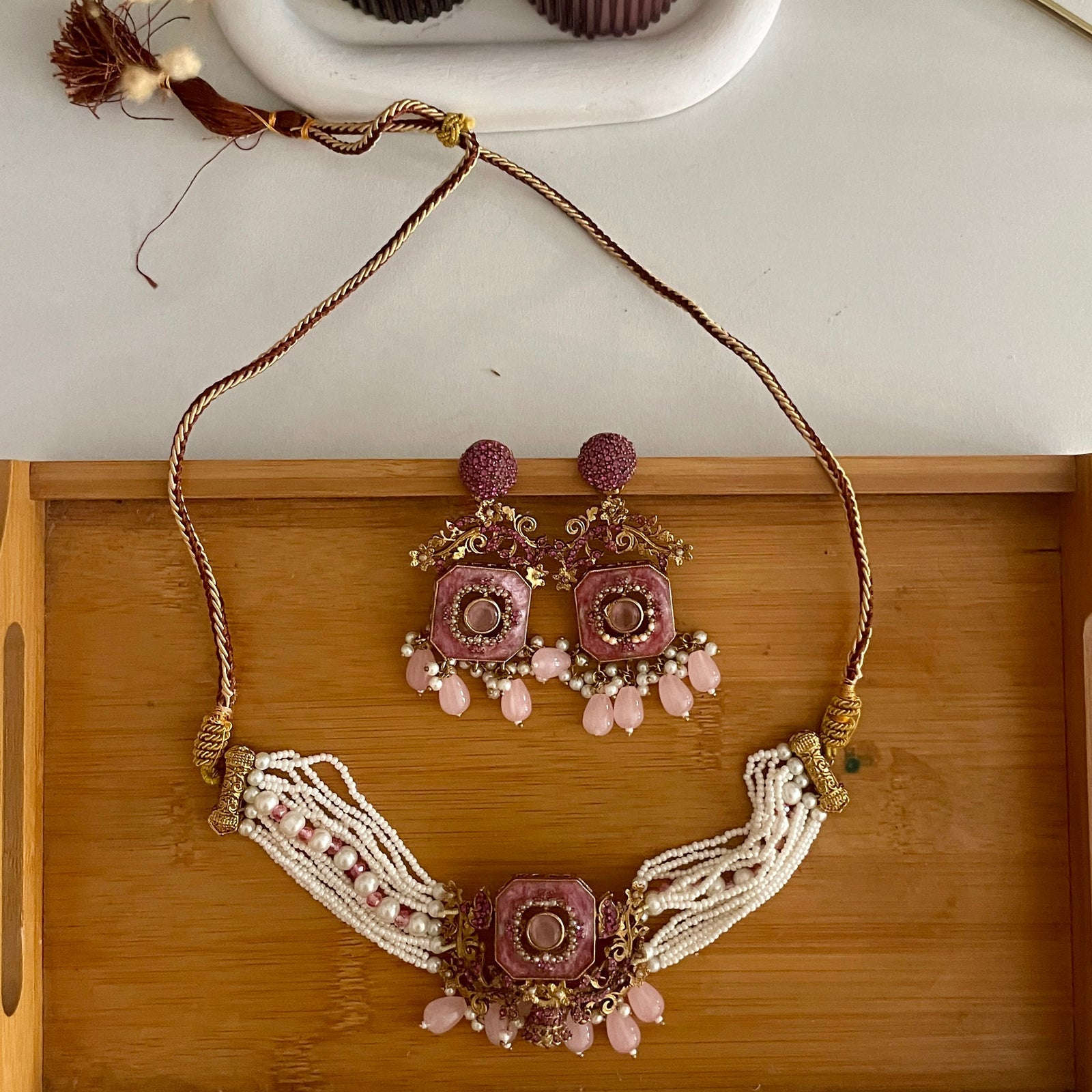 Naureen Half Choker Set - CS-44 Chikoo