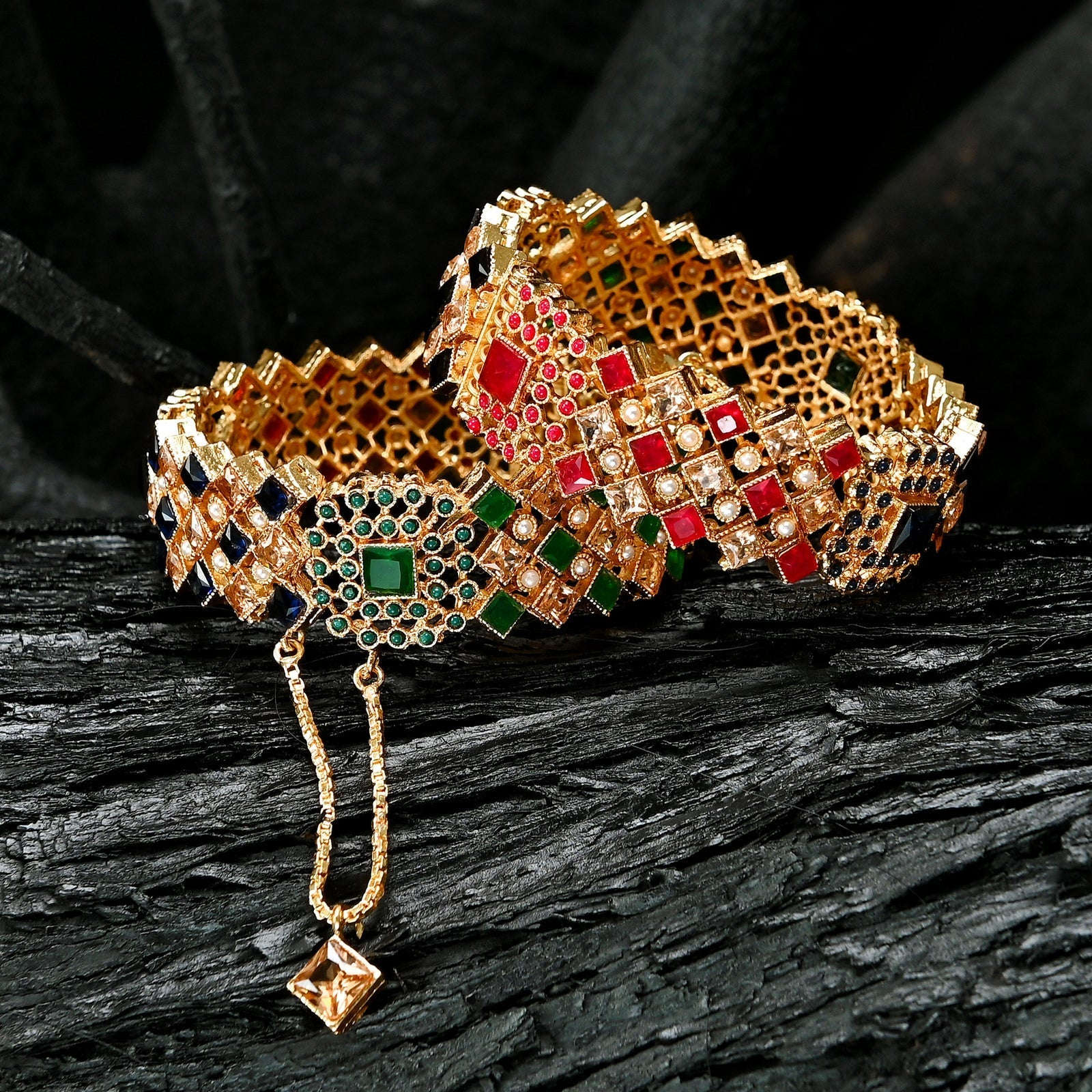 Royal Empress Zircon Bangles - BN-34 Chikoo