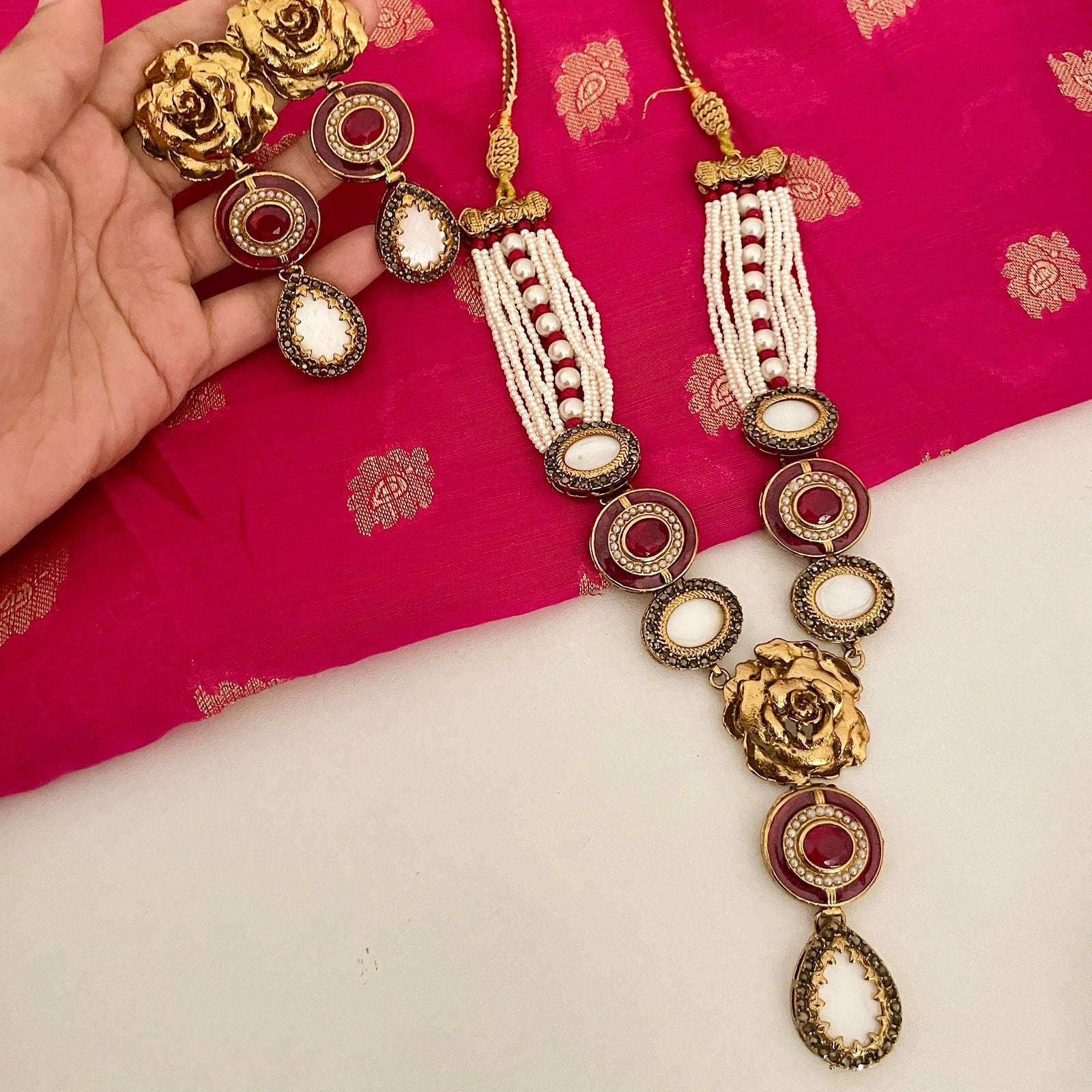Noor-e-Jahan Half Meena Set - S-46 Chikoo
