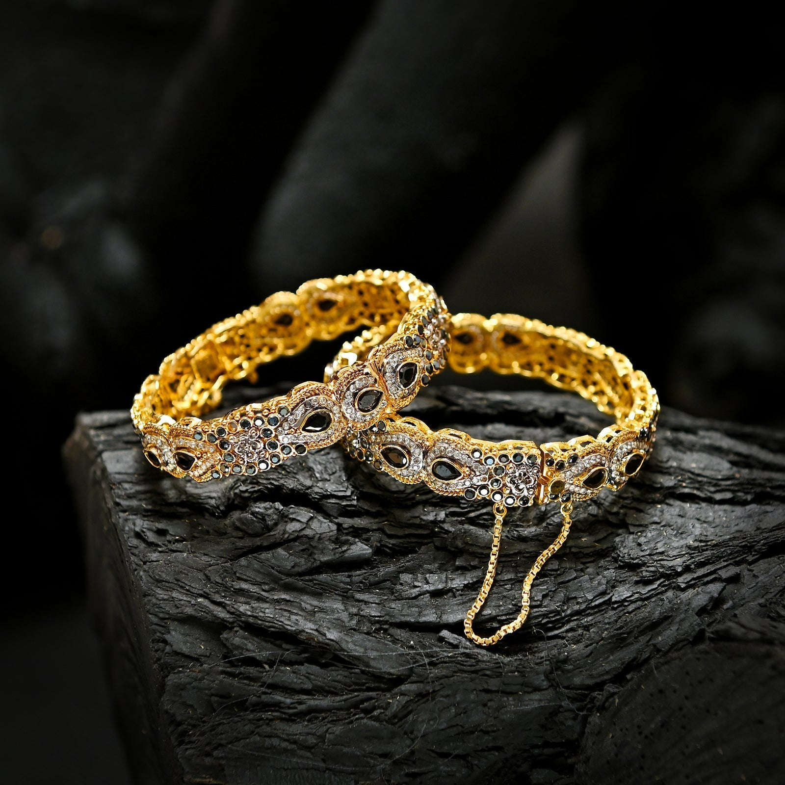 Crystal Craze Bangles - (BN-10) Chikoo