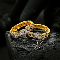 Crystal Craze Bangles - (BN-10) Chikoo