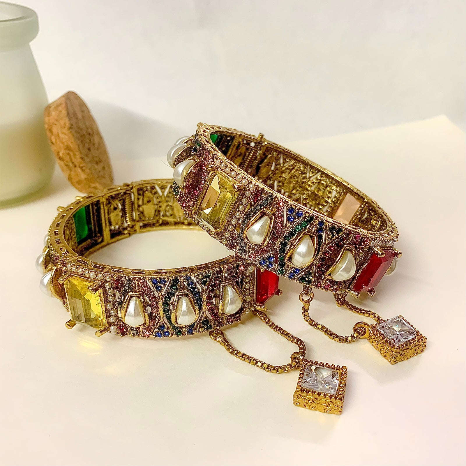 Kangan - Empress of Pearls & Stones - BN-45 Chikoo