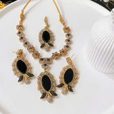 Gul-e-Rena Crimson Necklace Set S-53 Chikoo
