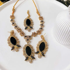 Gul-e-Rena Crimson Necklace Set S-53 Chikoo