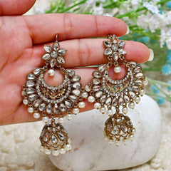 Beaded Jhumka Bali - JK-25 Chikoo