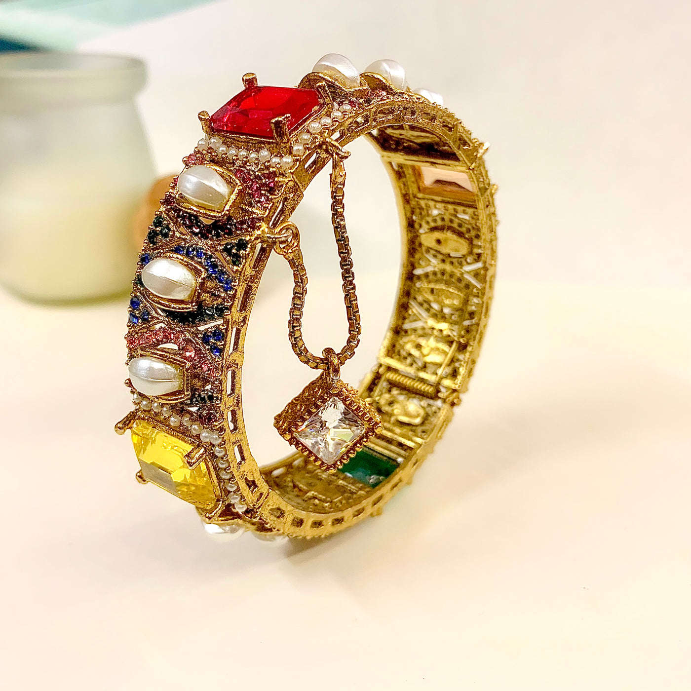 Kangan - Empress of Pearls & Stones - BN-45 Chikoo