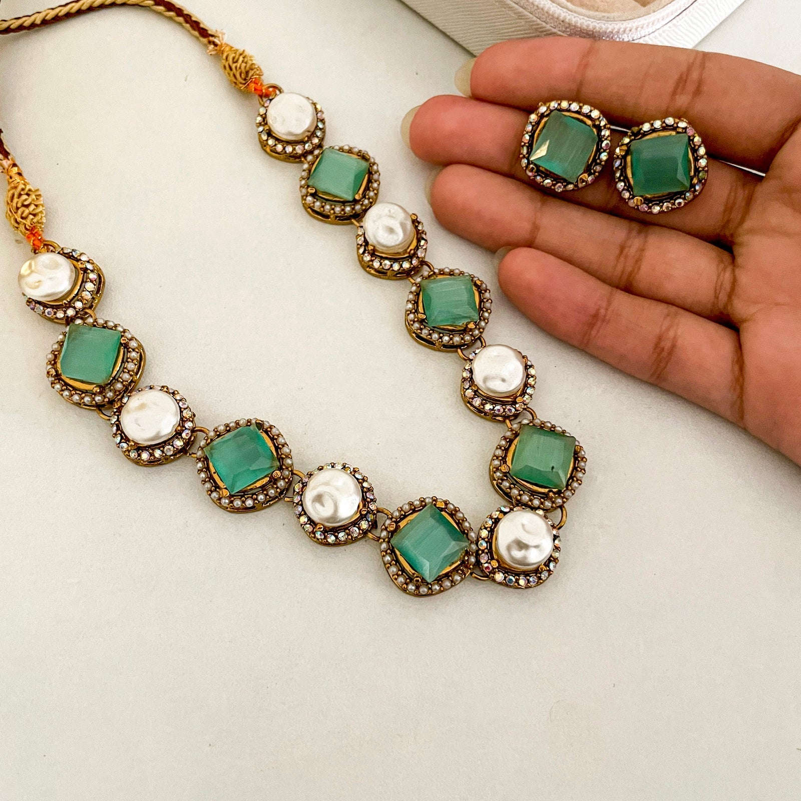 Nur-e-Heer Noir Charm Necklace Set - S-59 Chikoo
