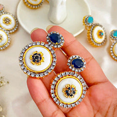 Ayzel Button Bloom Gemstone Earrings ER-75