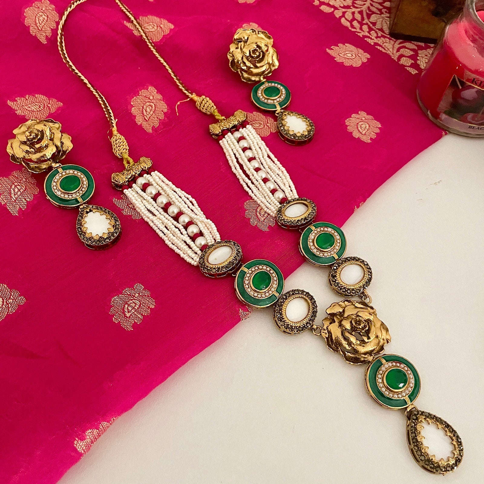 Noor-e-Jahan Half Meena Set - S-46 Chikoo