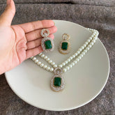 Dur e Husun Pearl & Emerald Grandeur Necklace Set - S-52