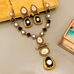 Rang-e-Deewan Pearl Mughal Charm Necklace - S-57 Chikoo