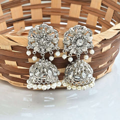Vintage Kundan Jhumki - (JK-22) Chikoo