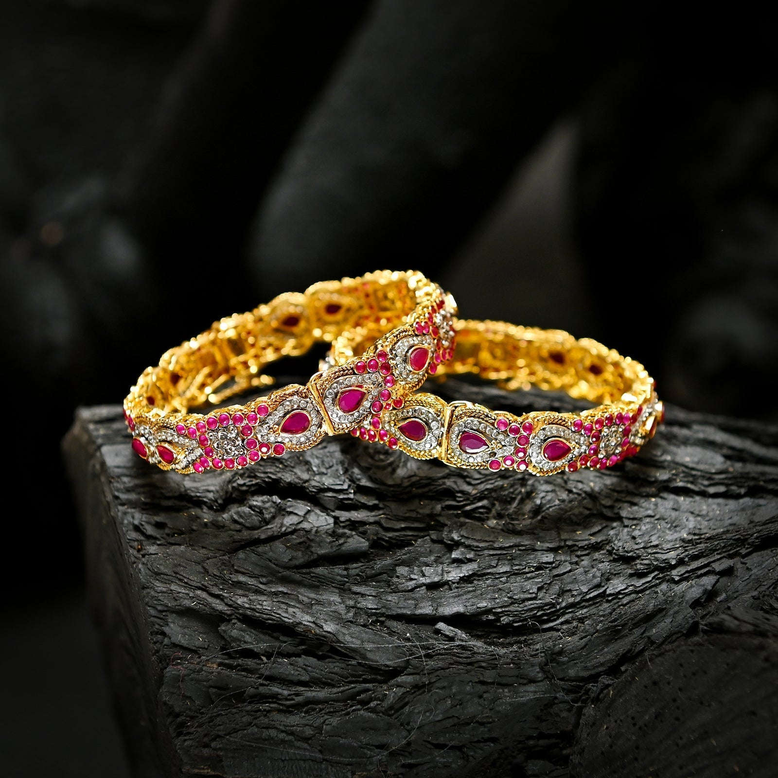 Crystal Craze Bangles - (BN-10) Chikoo