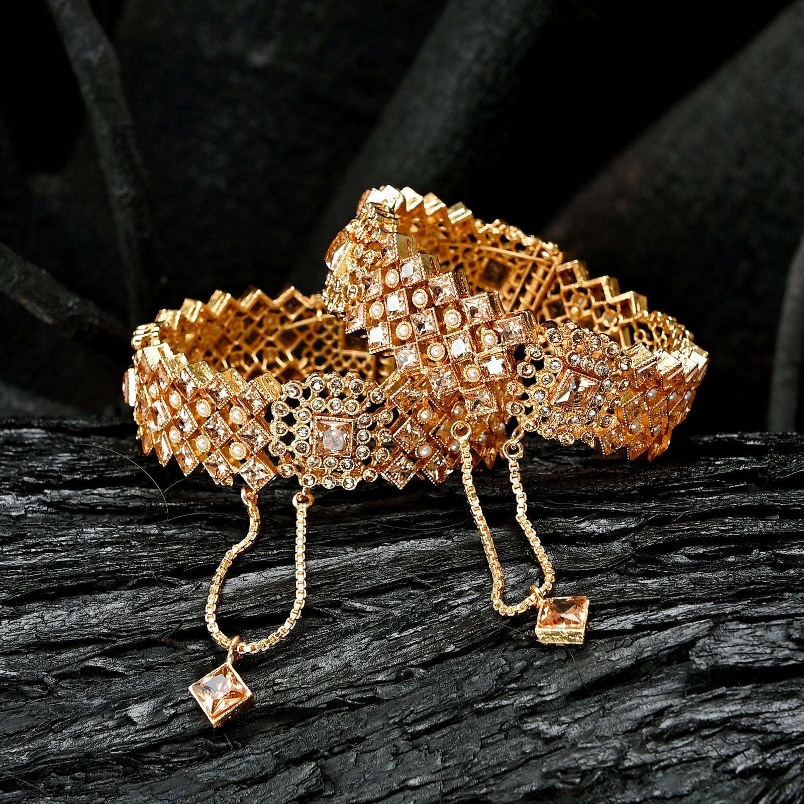 Royal Empress Zircon Bangles - BN-34 Chikoo