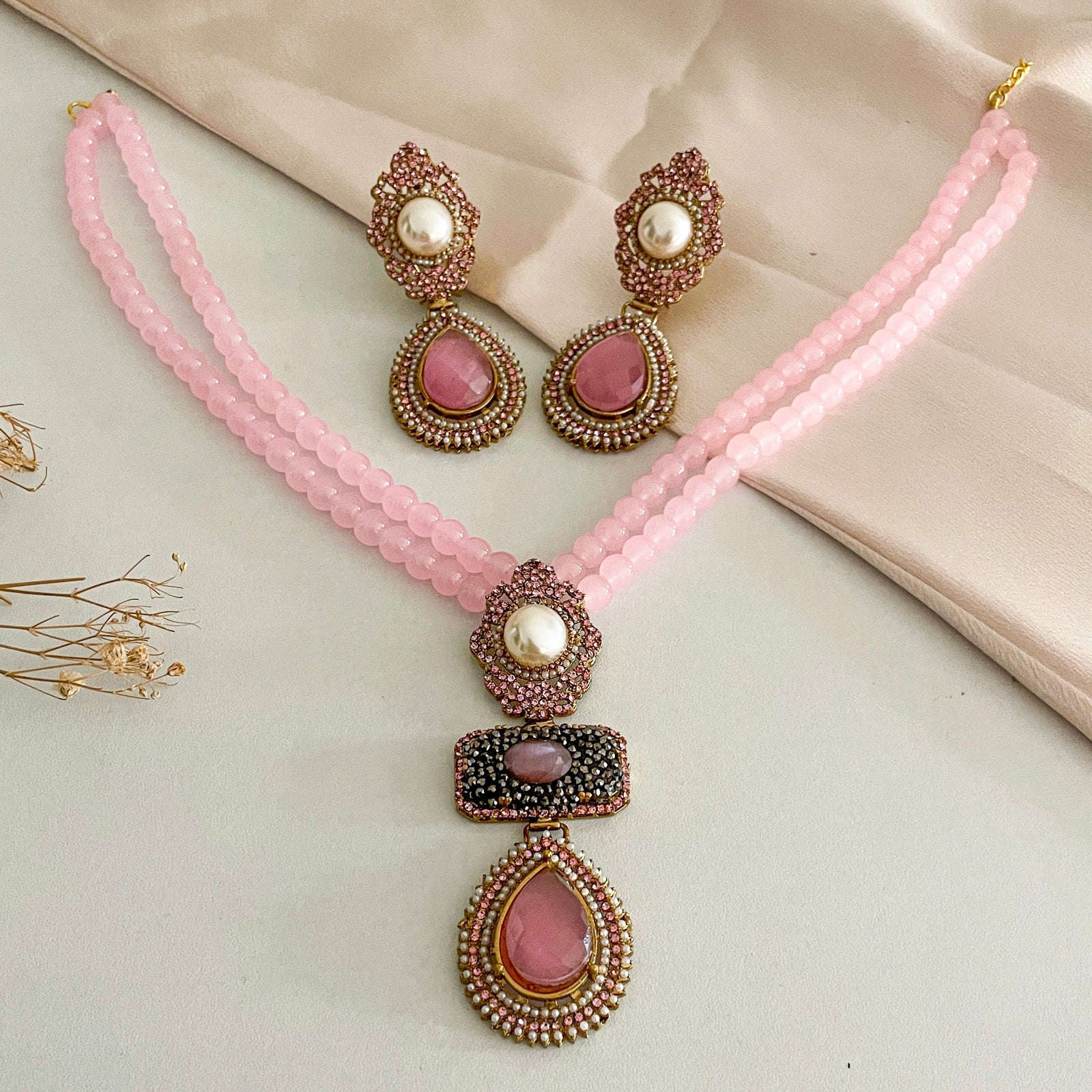 Alara Pearls and Gemstone Turkish Mala - S-56 Chikoo