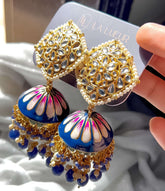 Golden Twilight Jhumkas - (JK-05) Chikoo