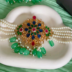 Pearl Zircon Choker Set (CS-01)