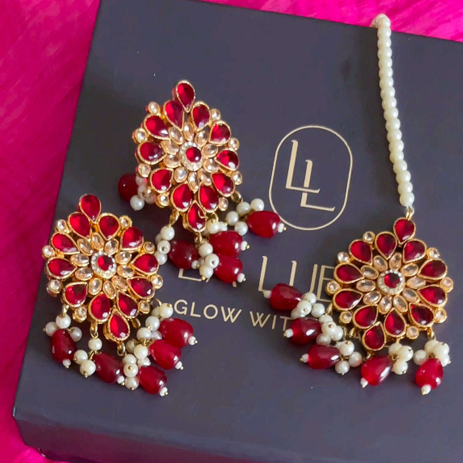 Pearl Zircon Choker Set (CS-01) Chikoo