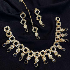 Sheesh Husn Choker Set (Diamond Drop Necklace Set S-43) Chikoo