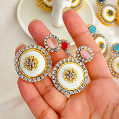 Ayzel Button Bloom Gemstone Earrings ER-75