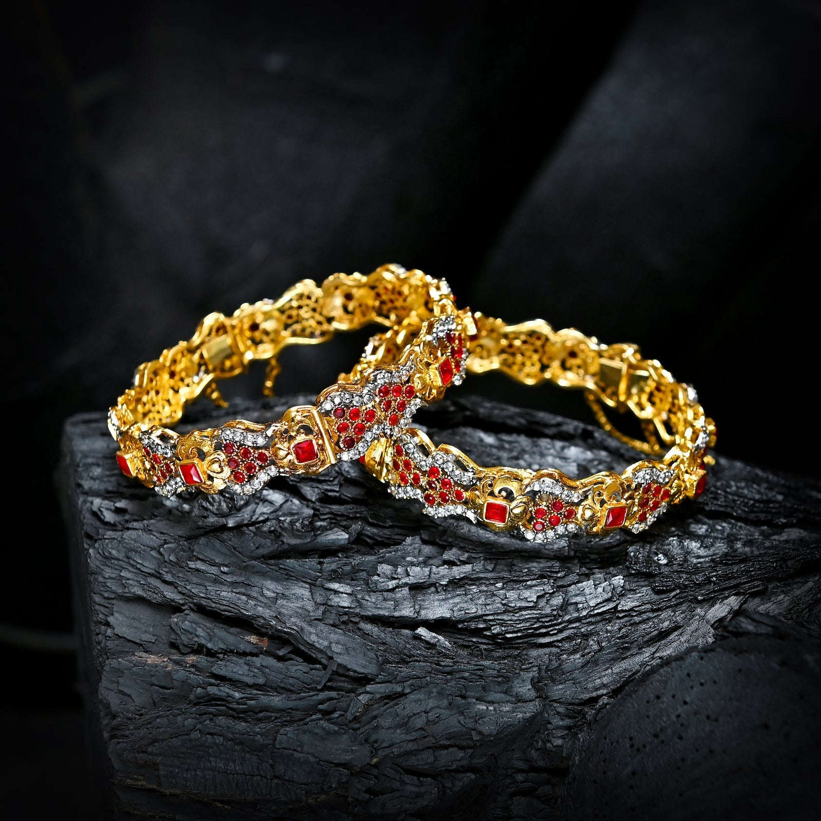 Enchanting Quartz (Gold Plated) Bangles - (BN-11) Chikoo