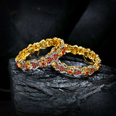 Enchanting Quartz (Gold Plated) Bangles - (BN-11) Chikoo