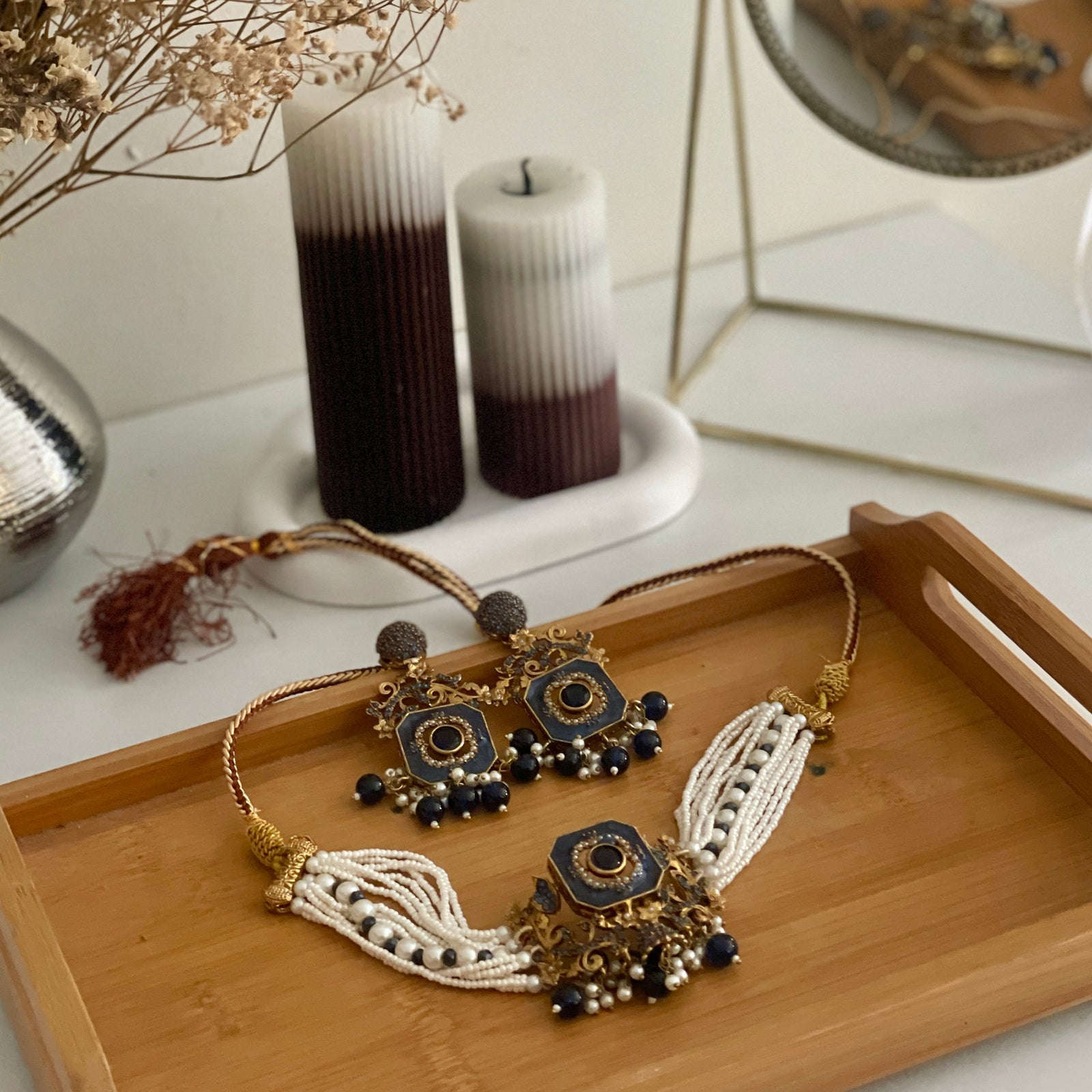 Naureen Half Choker Set - CS-44 Chikoo