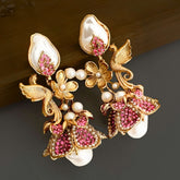 Raya Pearl Vintage Floral Glow Earrings - ER-89 Chikoo