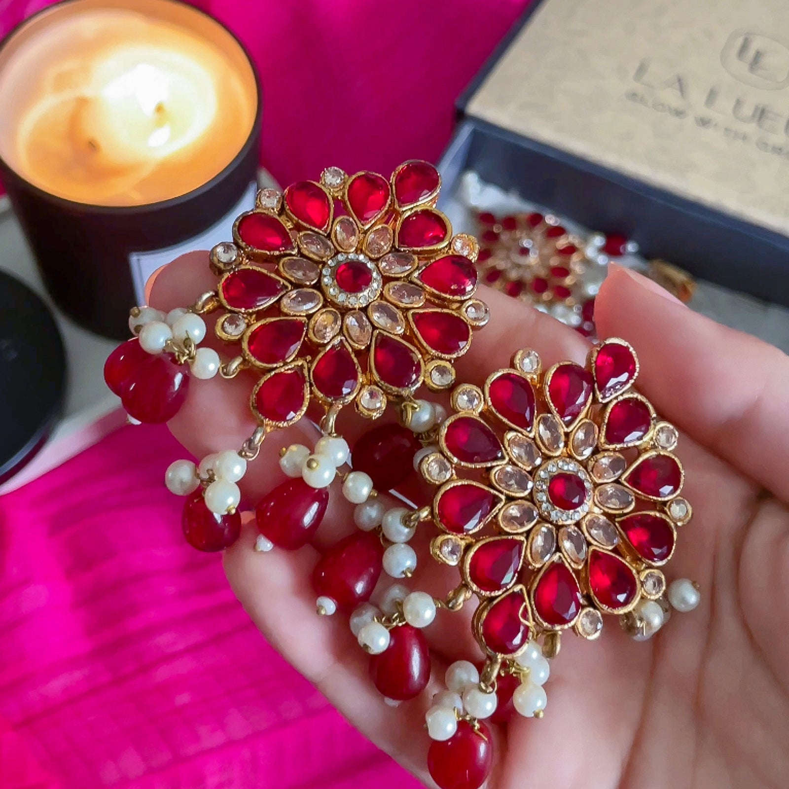 Pearl Zircon Choker Set (CS-01) Chikoo
