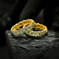 Crystal Craze Bangles - (BN-10) Chikoo