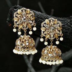 Vintage Kundan Jhumki - (JK-22) Chikoo