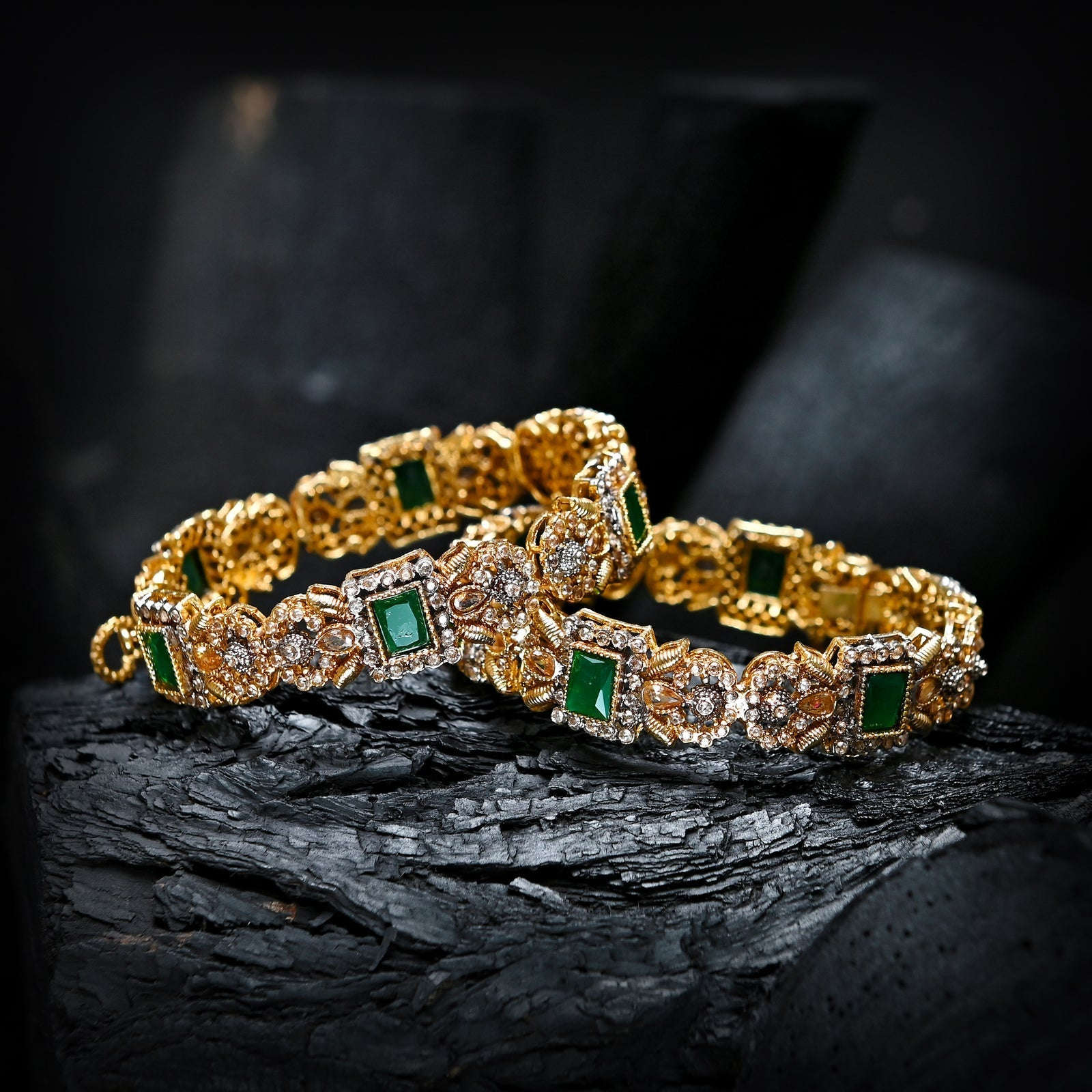 Enchanting Quartz (Gold Plated) Bangles - (BN-11) Chikoo