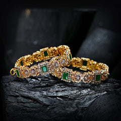 Enchanting Quartz (Gold Plated) Bangles - (BN-11) Chikoo