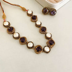 Nur-e-Heer Noir Charm Necklace Set - S-59 Chikoo