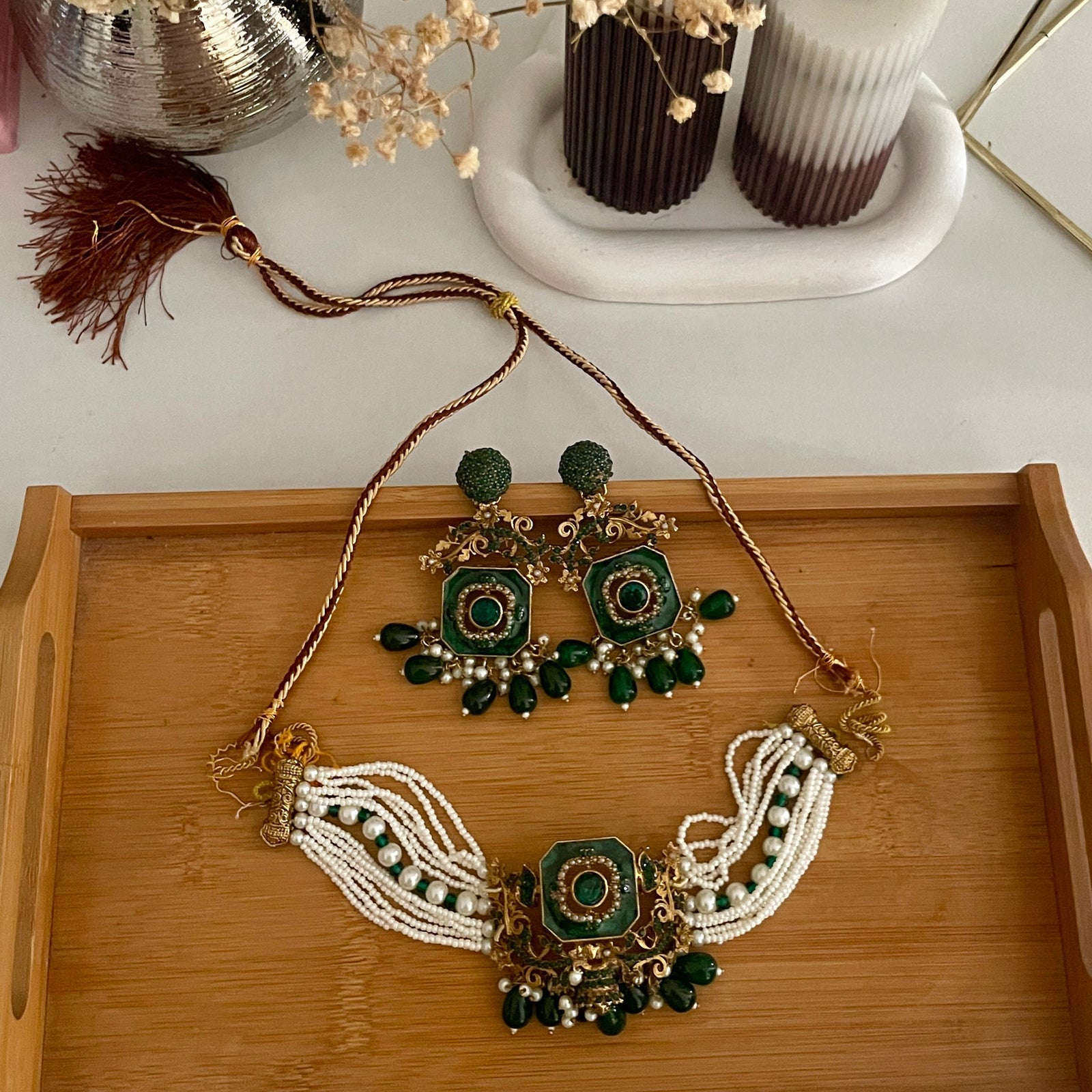 Naureen Half Choker Set - CS-44 Chikoo