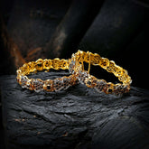 Enchanting Quartz (Gold Plated) Bangles - (BN-11) Chikoo