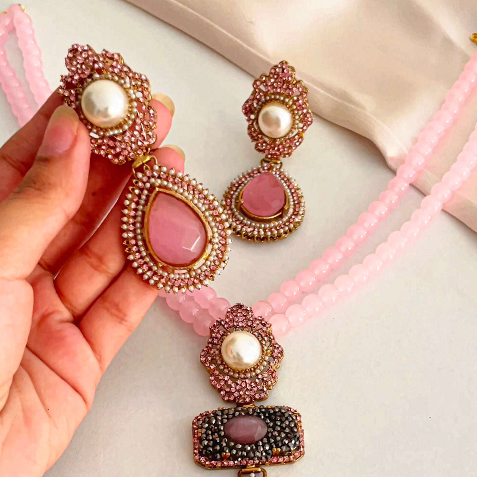 Alara Pearls and Gemstone Turkish Mala - S-56 Chikoo