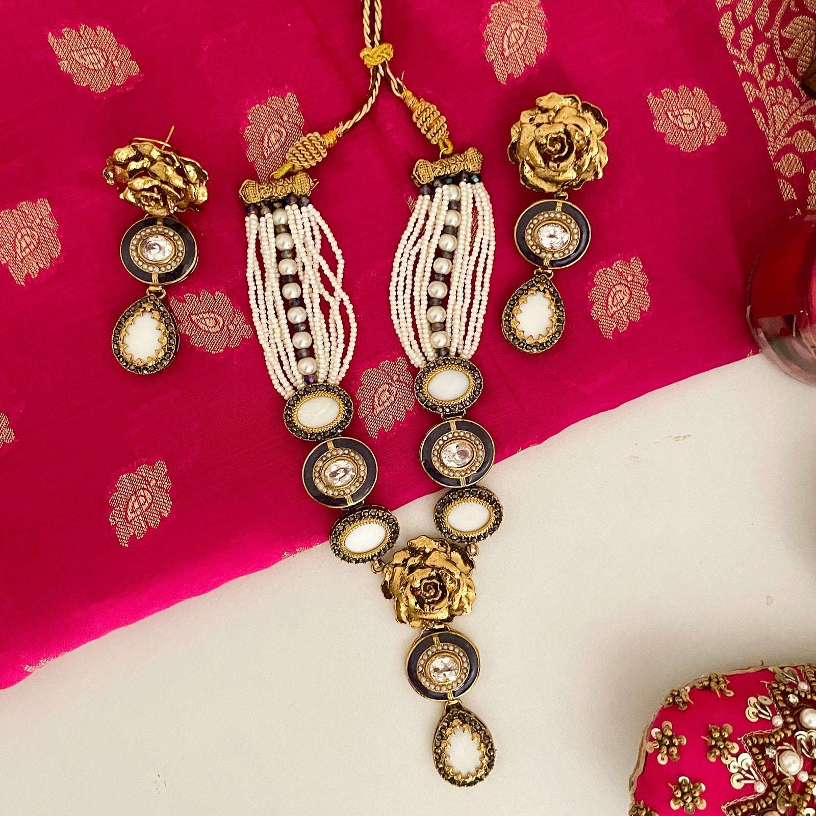Noor-e-Jahan Half Meena Set - S-46 Chikoo