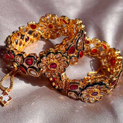 Floral Fusion Zircon Bangles - BN-33 Chikoo