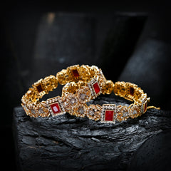 Enchanting Quartz (Gold Plated) Bangles - (BN-11)