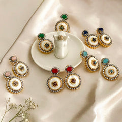 Ayzel Button Bloom Gemstone Earrings ER-75