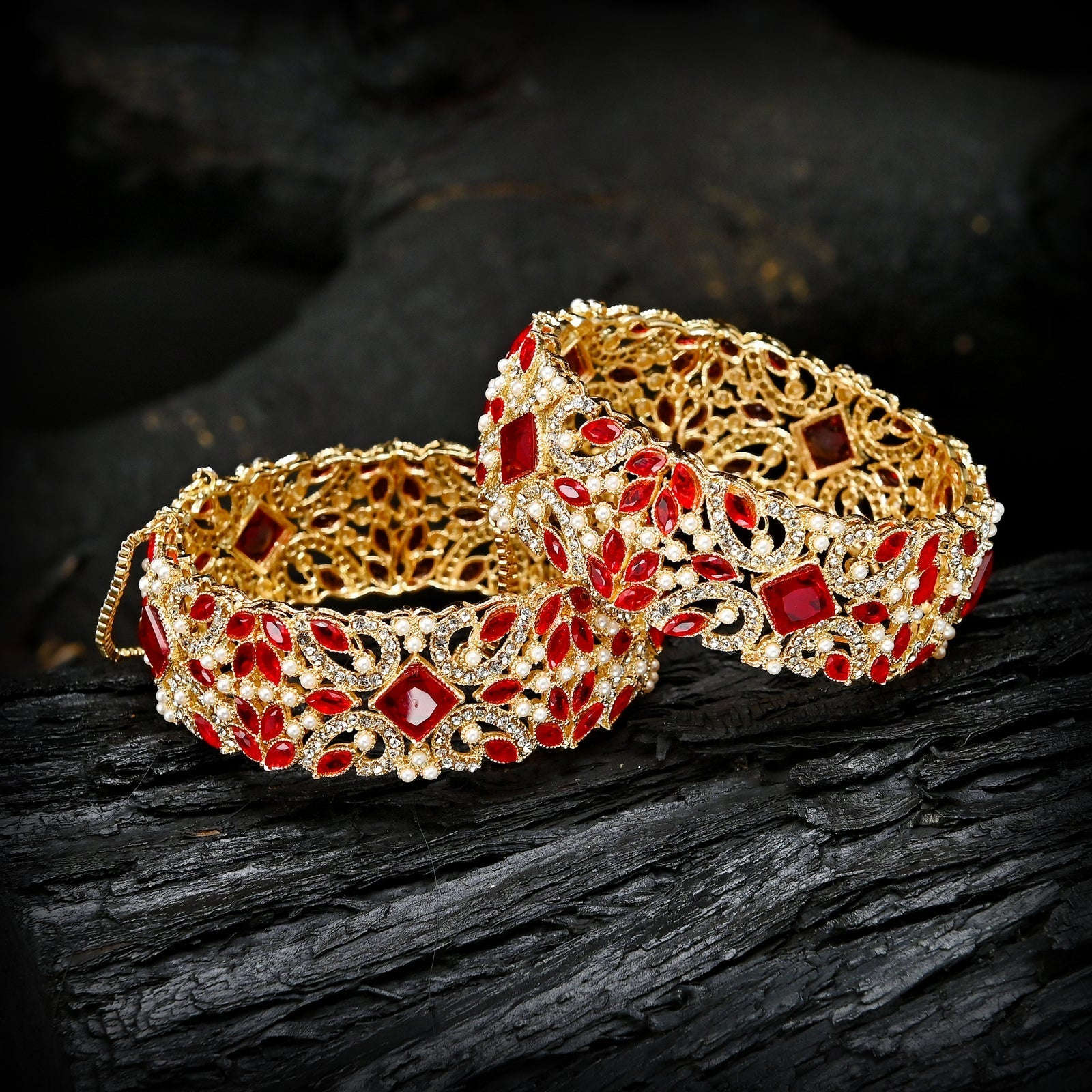 Textured Cuff Bangles (BN-22) Chikoo